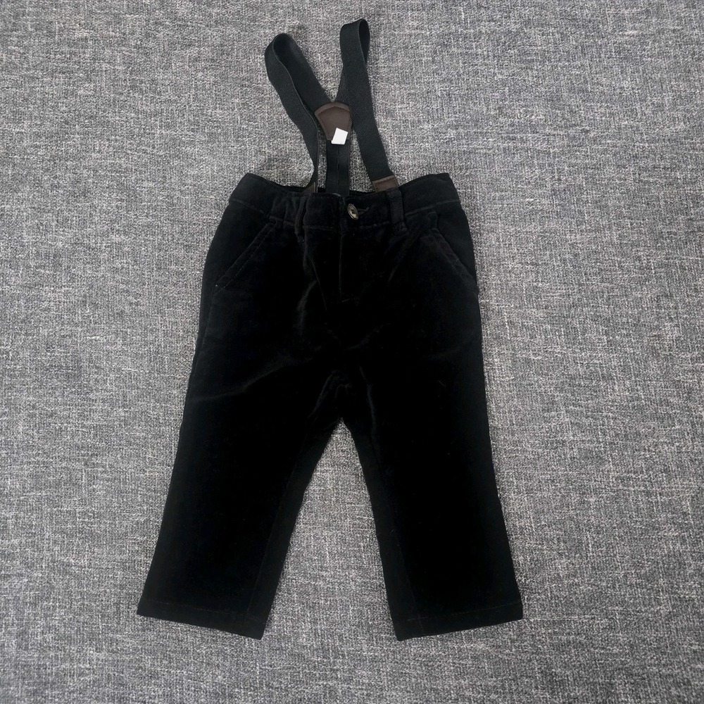 Gymboree Black Corduroy Suspenders Pants Baby Boys 6-9 Months Formal Holiday